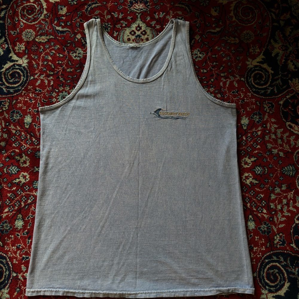 Rockaway beach blue faded tank top